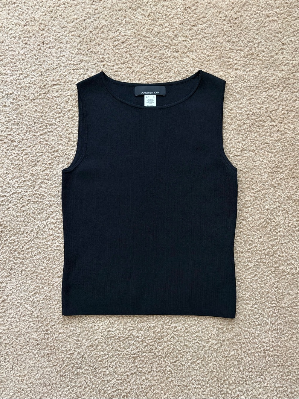 Jones New York Black Ribbed Sleeveless Tank